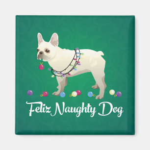 Aimant French Bulldog Feliz Naughty Dog Christmas