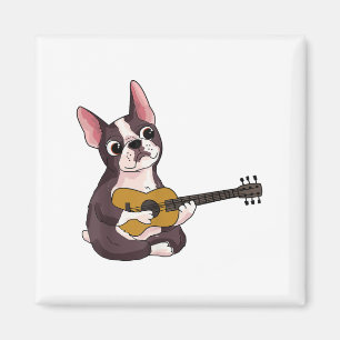 Aimant French Bulldog Jouer Guitare Funny Guitariste