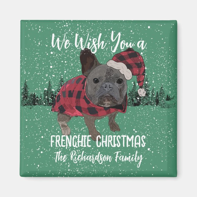 Aimant French Bulldog Noël Chien personnalisé Frenchie (Devant)