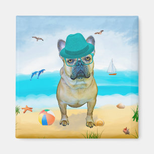 Aimant French Bulldog sur la plage