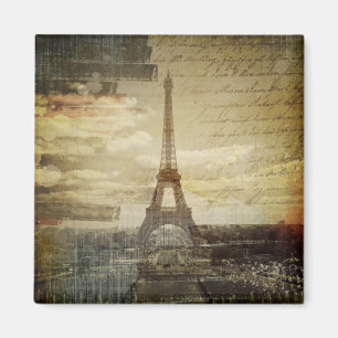 Aimant french scripts modernes Vintage Paris Eiffel Tower