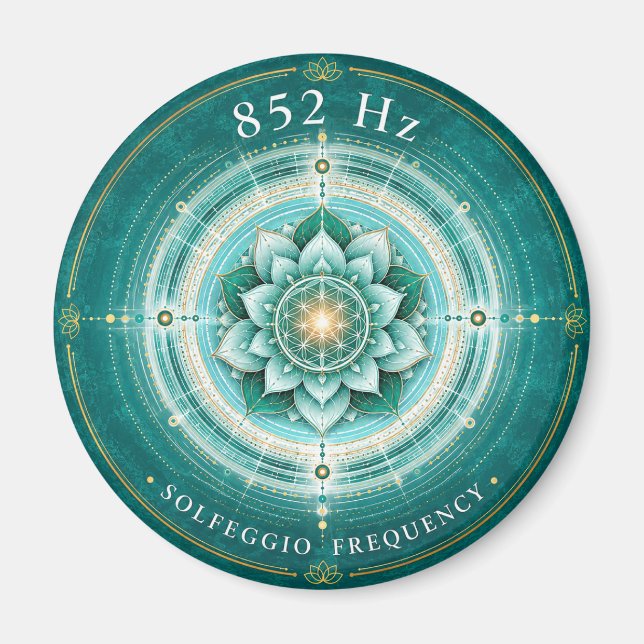 Aimant Fréquence Solfeggio 852 Hz | Fleur de Vie (Devant)