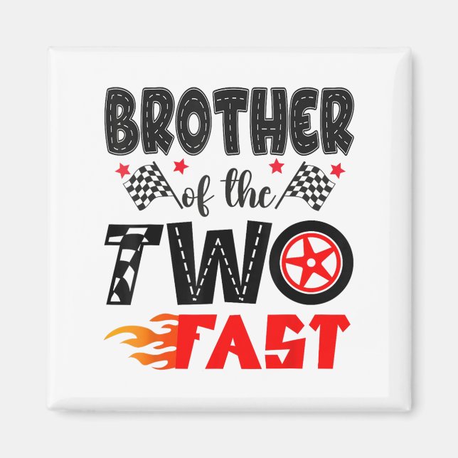 Aimant Frère Des Deux Rapides 2E Anniversaire Boy Racing  (Devant)