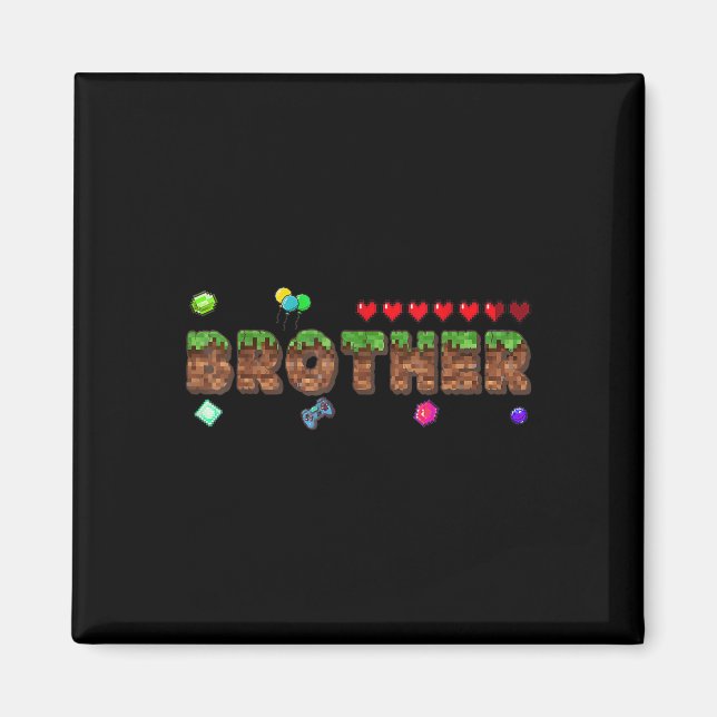 Aimant Frère du garçon d'anniversaire Pixel Game Matching (Devant)