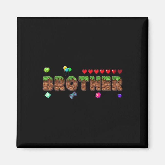 Aimant Frère du garçon d'anniversaire Pixel Game Matching (Devant)