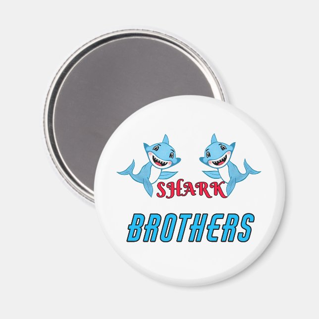 Aimant Frères de la famille requin heureux  (Recto/Verso)