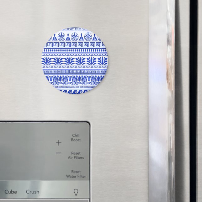 Aimant Fret grec, Motif méditerranéen, Bleu (In situ (réfrigérateur))