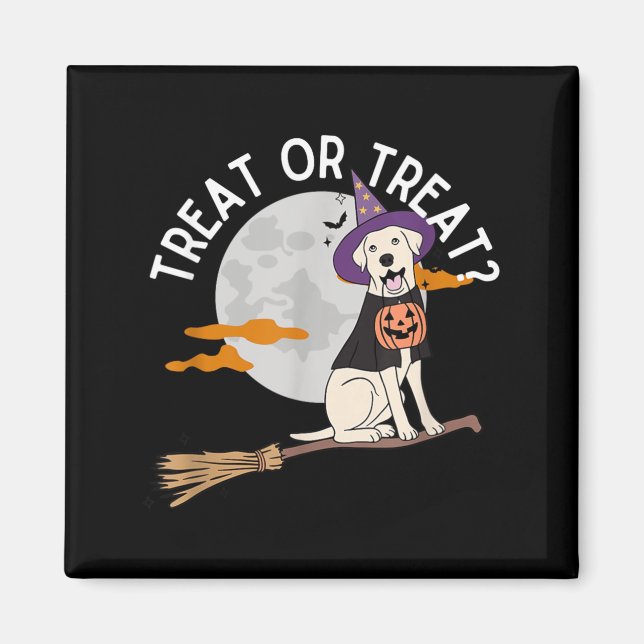 Aimant Friandise ou Farce Drôle Chien Halloween (Devant)