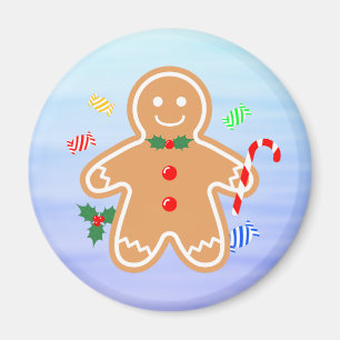 Aimant Friandises de Noël Bonhomme en pain d'épices Canne