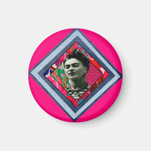 Aimant Frida Kahlo Retro Denim Diamond (Devant)
