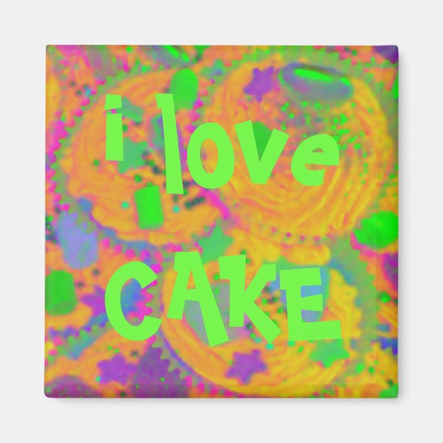 Aimant frigidaire pour gâteaux orange "i love cake (Devant)