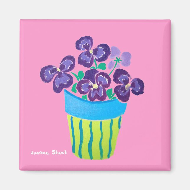 Aimant Frigo Art : Beaucoup de pots de panneaux violets (Devant)