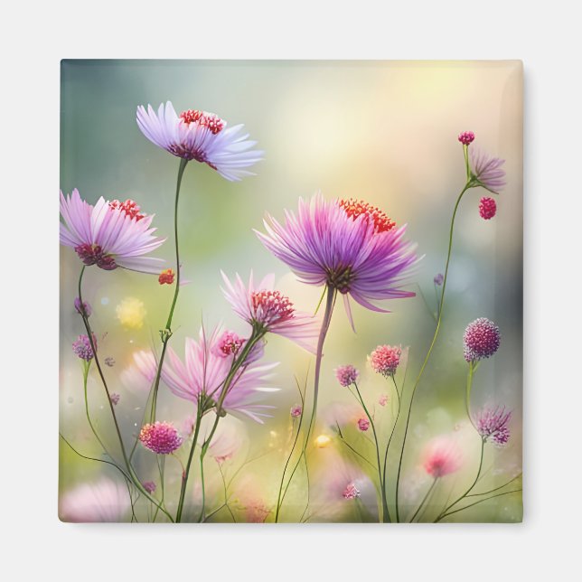 Aimant frigo avec de jolies fleurs sauvages (Devant)