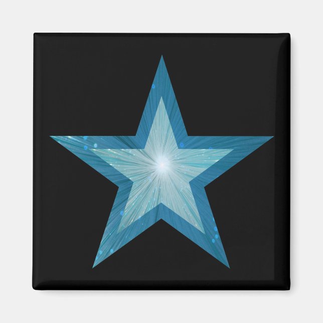 Aimant frigo Blue Star carré noir (Devant)