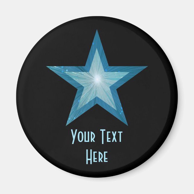 Aimant frigo Blue Star 'Your Text' noir (Devant)