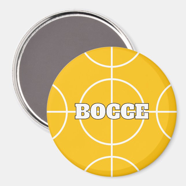Aimant frigo Bocce Ball jaune avec texte personnal (Recto/Verso)