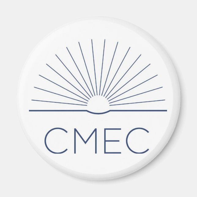 Aimant frigo CMEC - blanc avec logo de la marine (Devant)