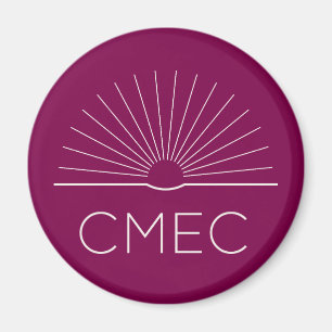 Aimant frigo CMEC - rouge profond avec logo blanc