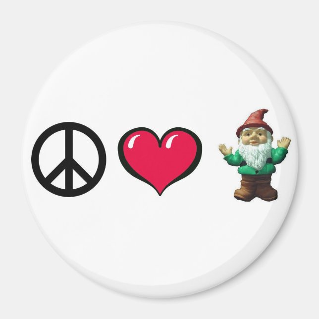 Aimant frigo Gnome Coeur Paix (Devant)