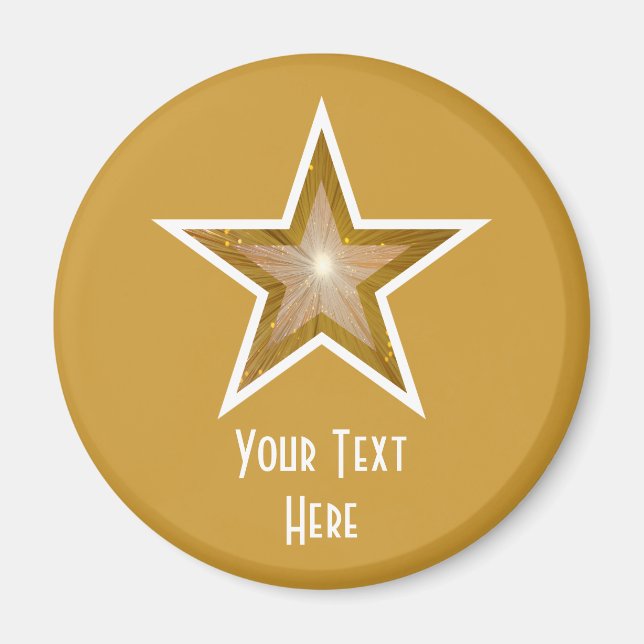 Aimant frigo "Gold" Star "Your Text" (Devant)