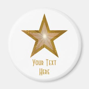 Aimant frigo "Gold" Star 'Your Text' blanc