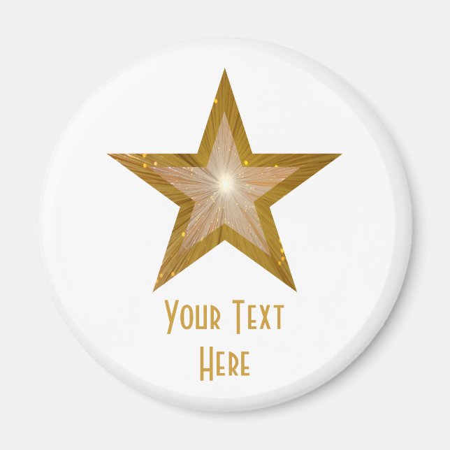 Aimant frigo "Gold" Star 'Your Text' blanc (Devant)