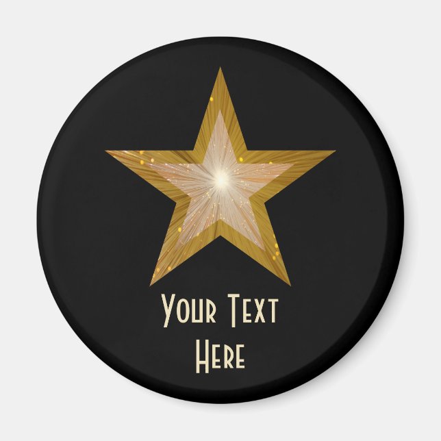 Aimant frigo "Gold" Star "Your Text" noir (Devant)