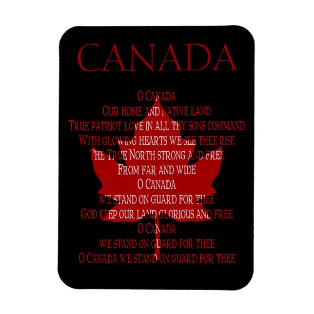 Aimant frigo Hymne Canada Personnalisé Magnets du  (Vertical)