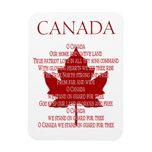 Aimant frigo Hymne Canada Personnalisé Magnets du  (Vertical)