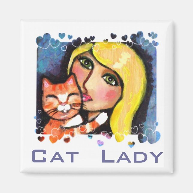 Aimant frigo Lady Chat & Blonde (Devant)