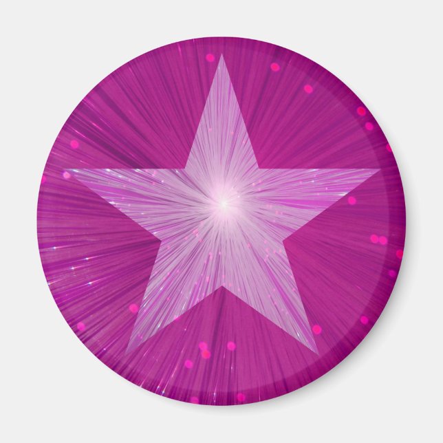 Aimant frigo rose Star rond (Devant)
