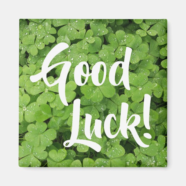 Aimant frigo shamrock frais vert Bonne chance (Devant)