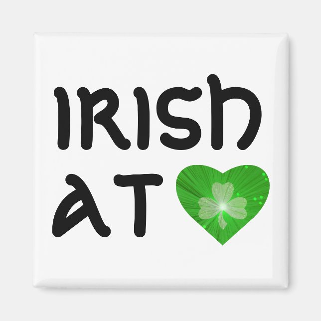 Aimant frigo shamrock Heart 'Irish at Heart' (Devant)