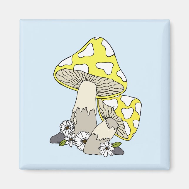 Aimant frigorifique aux champignons mignons (Devant)