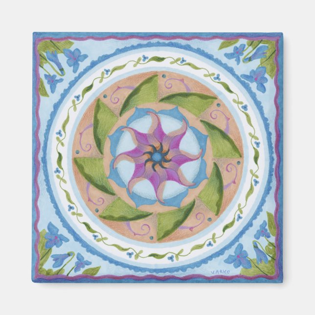 Aimant frigorifique Violets Bleus (Devant)