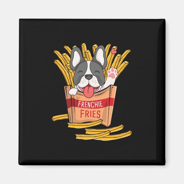 Aimant Frites - Bouledogue Français Fast Food Frites Amou (Devant)