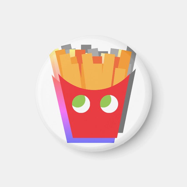 Aimant Frites Glitch Rouges et Jaunes Simples Drôles Mode (Devant)