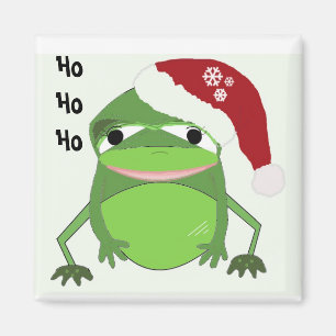 Aimant Frog drôle dans un chapeau de Père Noël