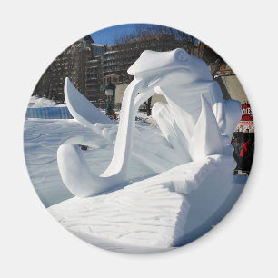 Aimant Frog Snow Sculpture, Québec, Canada