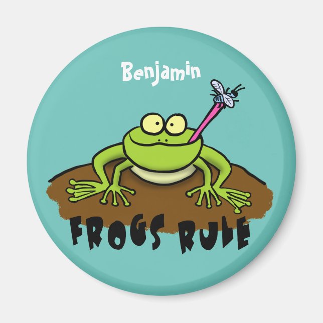 Aimant Frogs rule funny green frog cartoon (Devant)