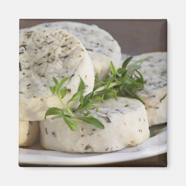 Aimant Fromage de chèvre français - chèvre - avec des her (Devant)
