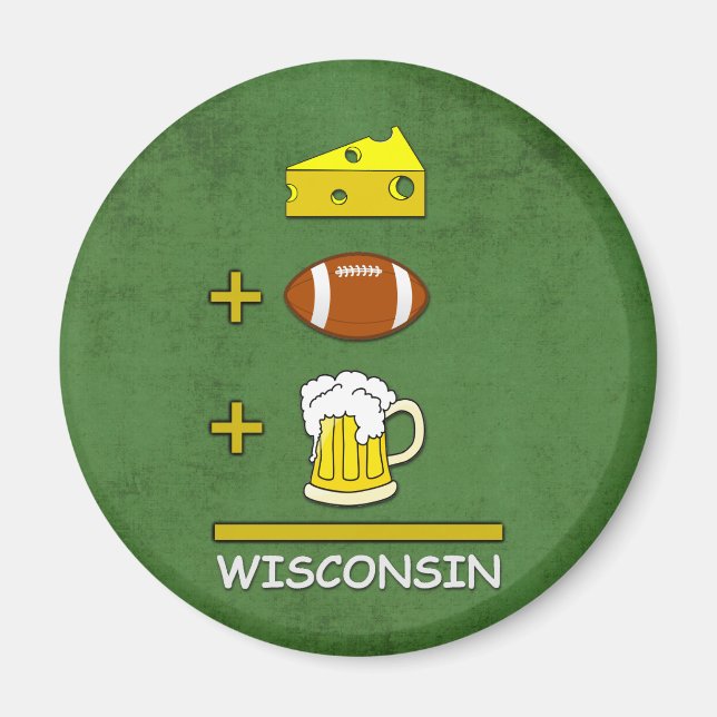 Aimant Fromage Football Beer Equal Wisconsin Funny (Devant)