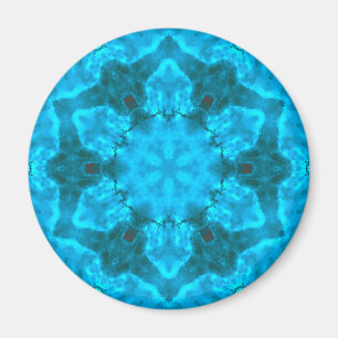 Aimant Frosty Ice Blue Snowflake Kaleidoscope Pattern
