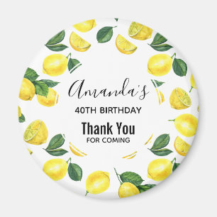 Aimant Fruit Motif d'aquarelle aux citrons jaunes Anniver