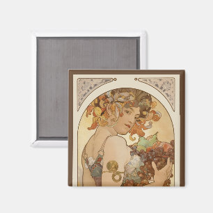 Aimant Fruit par Alphonse Mucha, Art Nouveau vintage