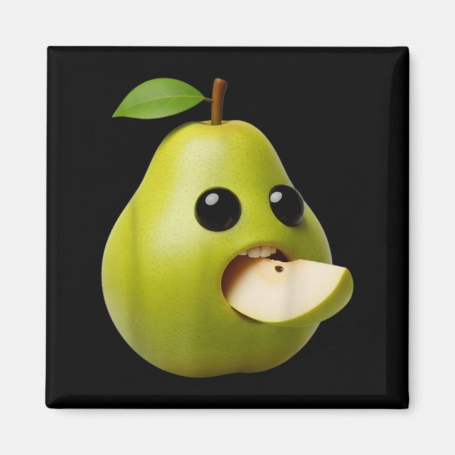 Aimant Fruits de niche drôle poire mème brainrot surréali (Devant)