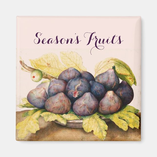 AIMANT FRUITS DE SAISON / PLAQUE AUX FIGUES ET FEUILLES V (Devant)