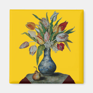 AIMANT FRUITS ET FLEURS DE SAISON - TULIPS EN VASE BLEUE