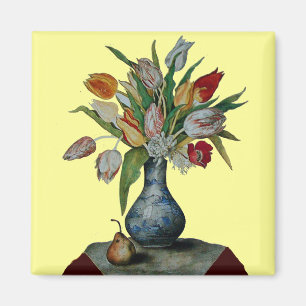 AIMANT FRUITS ET FLEURS DE SAISON - TULIPS EN VASE BLEUE