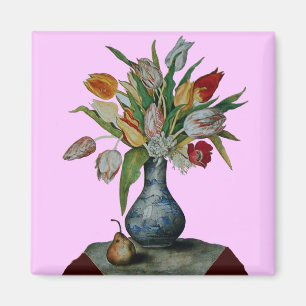 AIMANT FRUITS ET FLEURS DE SAISON - TULIPS EN VASE BLEUE